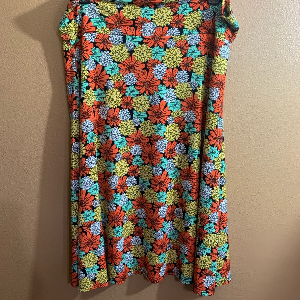 Lularoe Orange Floral Azure Pull-On Skirt - 2XL